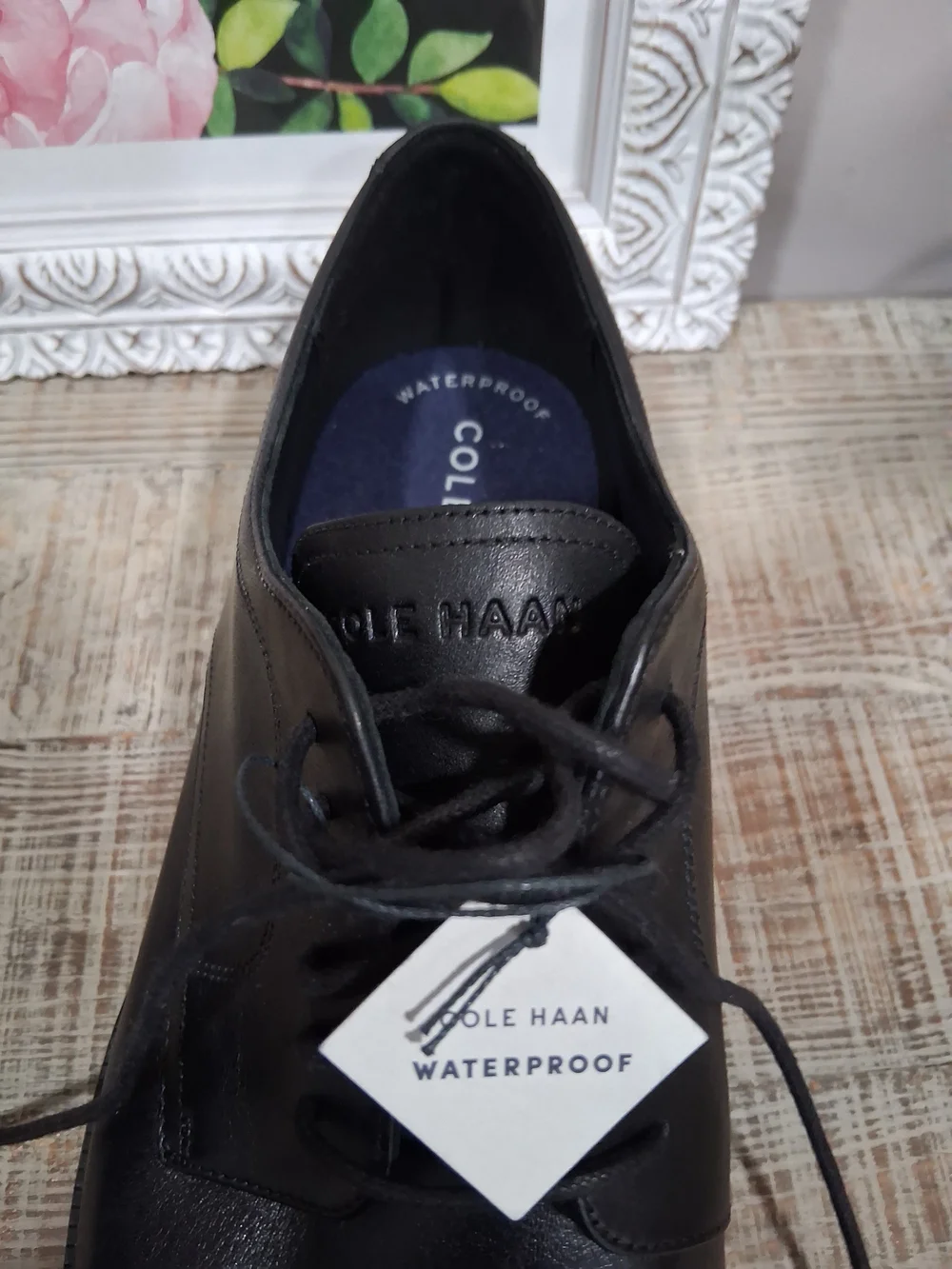 Cole Haan Black Leather Cap-Toe Oxfords